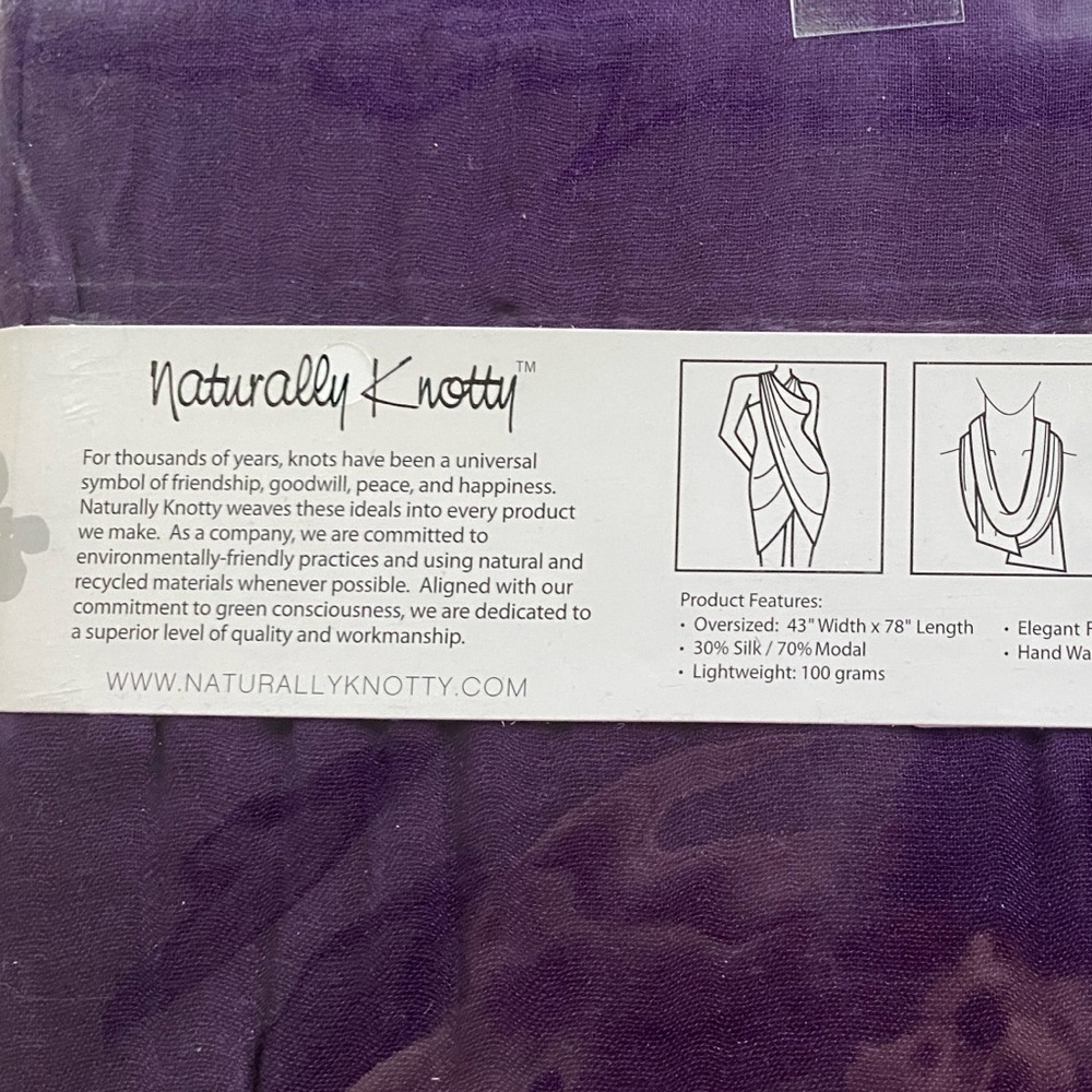 Naturally Knotty Lightweight Modal purple oversize soft wrap scarf silk modal - Picture 4 of 5